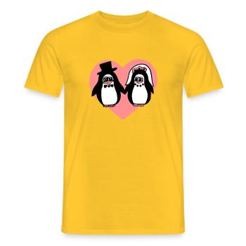 Pinguin Hochzeit - Männer T-Shirt - Gelb - Vorne - AI Model Male 178 dark (178cm)