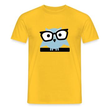 owl with glasses - Men's T-Shirt - yellow - Front - AI Model Male 178 dark (178cm)