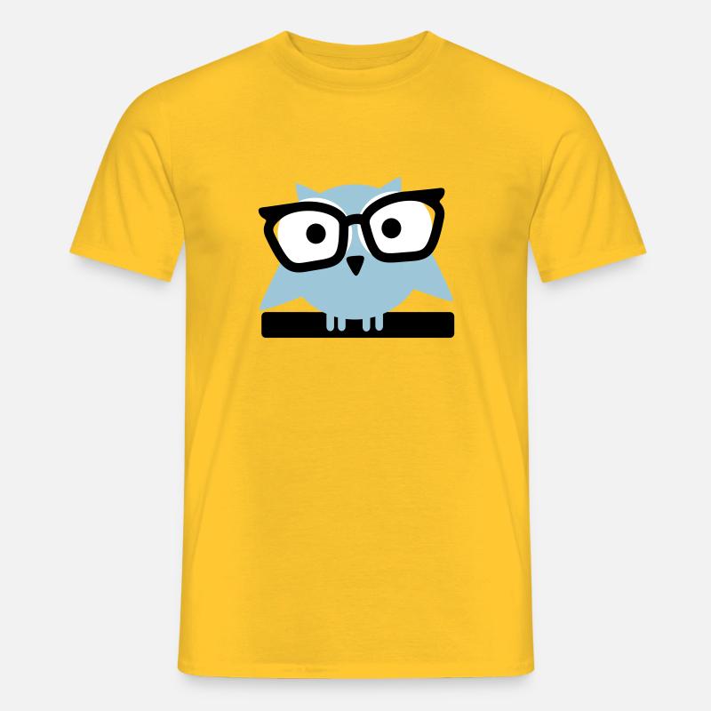 Eule mit Brille - Männer T-Shirt - Gelb