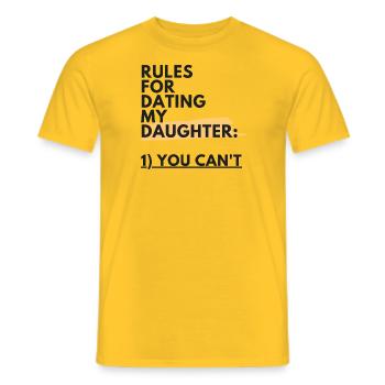 Règles en vertu desquelles vous pouvez sortir ma fille - T-shirt homme - jaune - Devant - AI Model Male 178 dark (178cm)