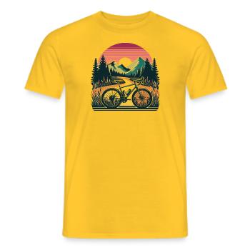 Apprivoiser les sentiers : aventures en gravier au milieu de la forêt - T-shirt homme - jaune - Devant - AI Model Male 178 dark (178cm)
