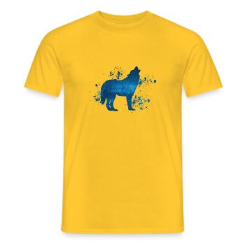wolf - Men's T-Shirt - yellow - Front - AI Model Male 178 dark (178cm)