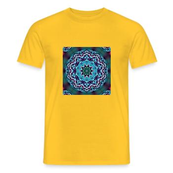 Conception kaléidoscopique lightpainting #1 - T-shirt homme - jaune - Devant - AI Model Male 178 dark (178cm)