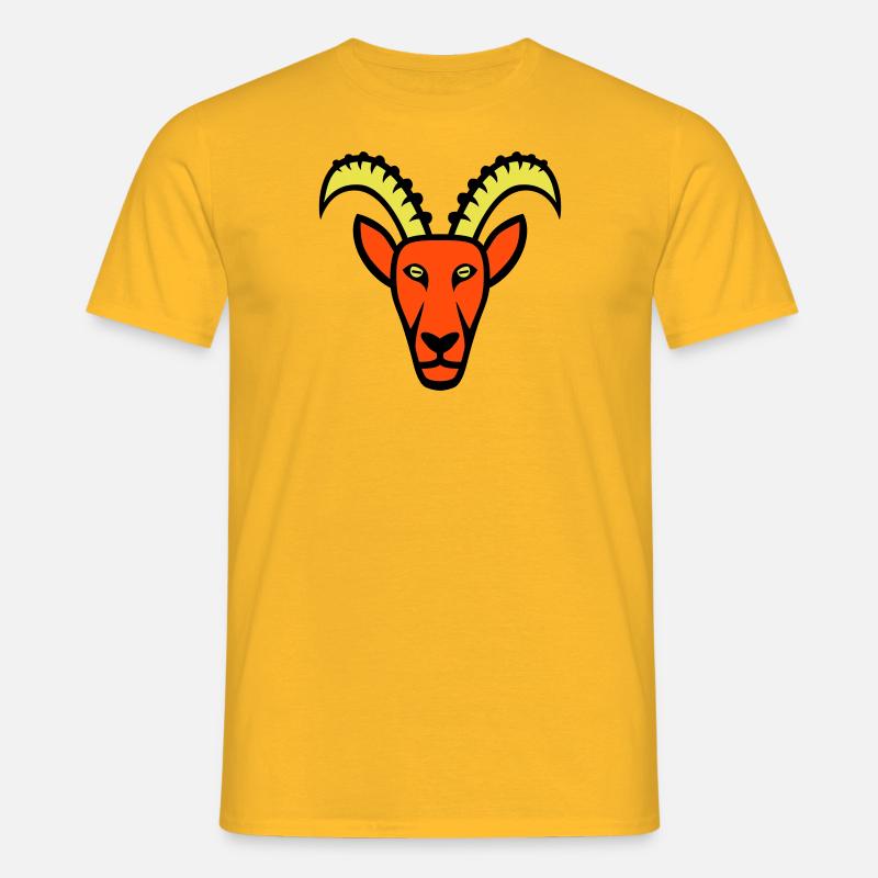 Steinbock Maskottchen Logo - Männer T-Shirt - Gelb