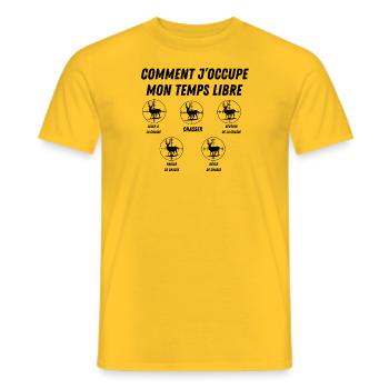comment j'occupe mon temps libre - T-shirt homme - jaune - Devant - AI Model Male 178 dark (178cm)