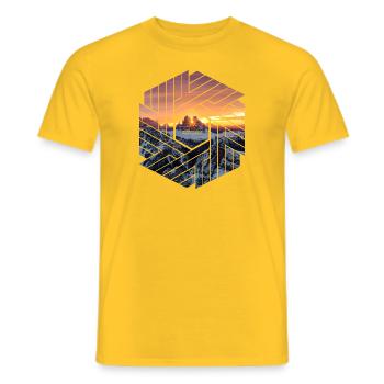 Three Zinnen Dolomites mountain landscape - Men's T-Shirt - yellow - Front - AI Model Male 178 dark (178cm)