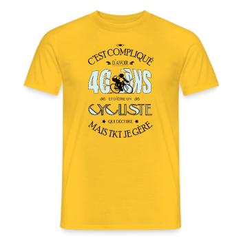 Cycliste 40 ans : Maillot Jaune - T-shirt homme - jaune - Devant - AI Model Male 178 dark (178cm)