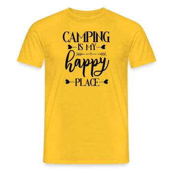 Le camping est mon heureux - T-shirt homme - jaune - Devant - AI Model Male 178 dark (178cm)