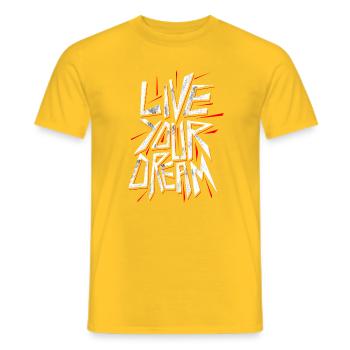 Devise de la vie : Aimez votre rêve - T-shirt homme - jaune - Devant - AI Model Male 178 dark (178cm)