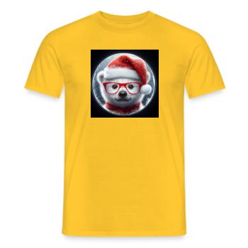 Bébé ours polaire comme Père Noël - T-shirt homme - jaune - Devant - AI Model Male 178 dark (178cm)