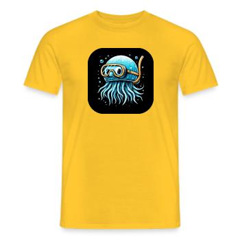 Pieuvre avec des lunettes de plongée Bande dessinée - T-shirt homme - jaune - Devant - AI Model Male 178 dark (178cm)