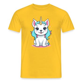 Kawaii Einhorn Hund - Männer T-Shirt - Gelb - Vorne - AI Model Male 178 dark (178cm)