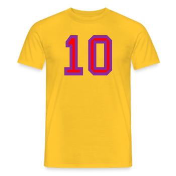 10. 10 YEARS. 10th ANNIVERSARY. 10 YEAR ANNIVERSARY. - Men's T-Shirt - yellow - Front - AI Model Male 178 dark (178cm)