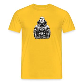 Chien musclé en sweat à capuche avec une chaîne - T-shirt homme - jaune - Devant - AI Model Male 178 dark (178cm)