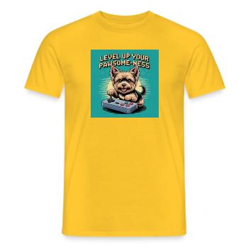 Chien de jeu mignon avec motif rétro - T-shirt homme - jaune - Devant - AI Model Male 178 dark (178cm)