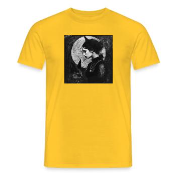 Chat de nuit et fille démone - T-shirt homme - jaune - Devant - AI Model Male 178 dark (178cm)
