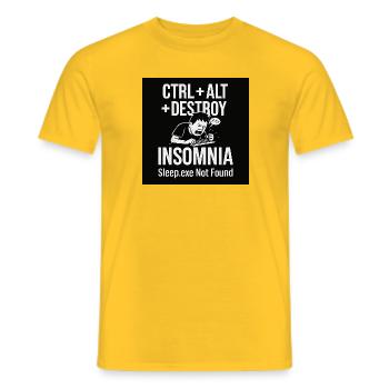 Insomnia Meme Graphic Tee - Men's T-Shirt - yellow - Front - AI Model Male 178 dark (178cm)