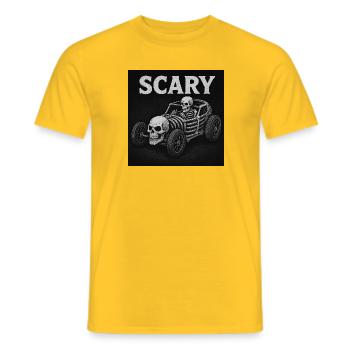Voiture squelette effrayante - T-shirt homme - jaune - Devant - AI Model Male 178 dark (178cm)