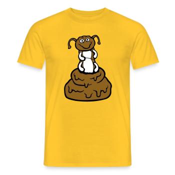 Lustige Raupe Scheiße Kothaufen Haufen Ekel Kacke - Männer T-Shirt - Gelb - Vorne - AI Model Male 178 dark (178cm)