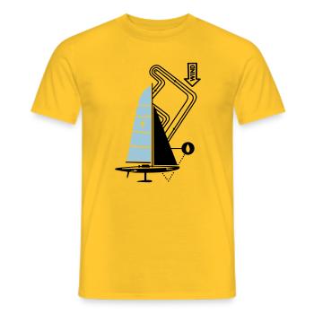 Modern Sailing Yacht Regatta Course Sailboat Yacht - Men's T-Shirt - yellow - Front - AI Model Male 178 dark (178cm)