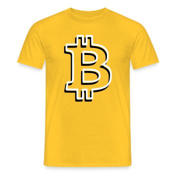 Bitcoin Logo Outline Neon Minimalistisch - Männer T-Shirt - Gelb - Vorne - AI Model Male 178 dark (178cm)