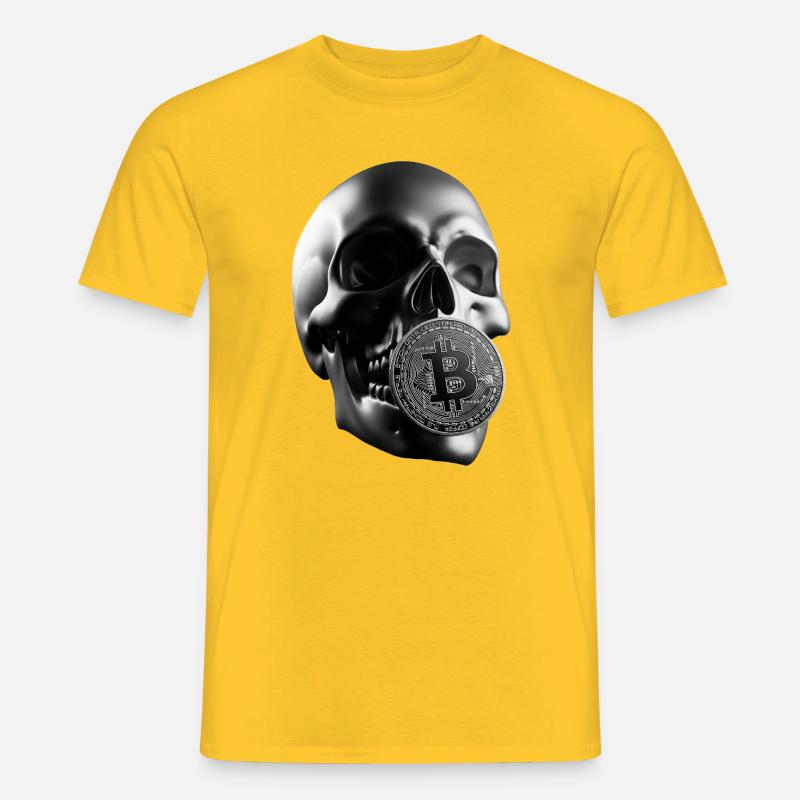 Bitcoin Skull Totenkopf Krypto Design - Männer T-Shirt - Gelb