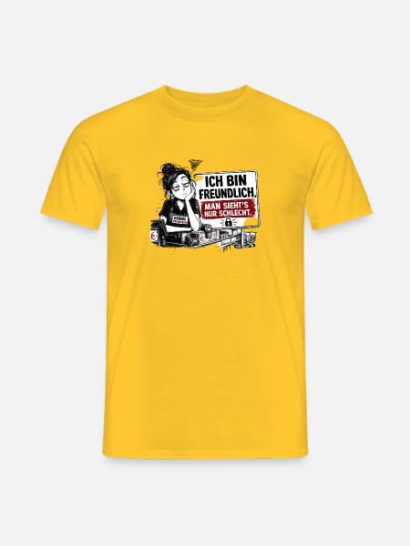 Ich bin freundlich. Man sieht’s nur schlecht. - Männer T-Shirt - Gelb
