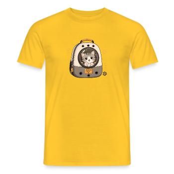 Katzenabenteuer im Rucksack - Männer T-Shirt - Gelb - Vorne - AI Model Male 178 dark (178cm)