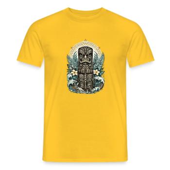 Tiki-Beschützer – Geist des Pazifiks - Männer T-Shirt - Gelb - Vorne - AI Model Male 178 dark (178cm)