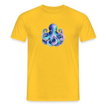 Aquarelle Bleu Calamar Pur - T-shirt homme - jaune - Devant - AI Model Male 178 dark (178cm)