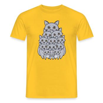 Adorable pile de chatons gris drôles de chatons empilés - T-shirt homme - jaune - Devant - AI Model Male 178 dark (178cm)