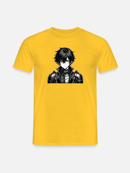 Kampfkrieger im Manga-Stil - Männer T-Shirt - Gelb