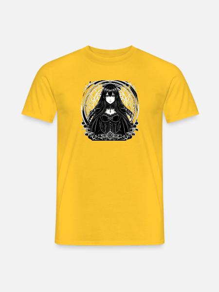 Gothic Mandala: Mädchen im Korsett - Männer T-Shirt - Gelb