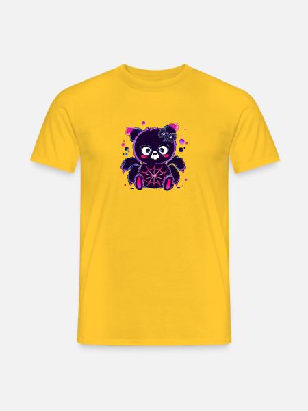 Neon Pandabär mit Spinnennetz - Männer T-Shirt - Gelb