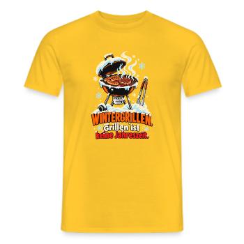 Wintergrillen Keine Jahreszeit - Männer T-Shirt - Gelb - Vorne - AI Model Male 178 dark (178cm)