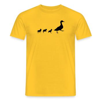 Enten, Ente mit 3 Küken (super günstig!) - Männer T-Shirt - Gelb - Vorne - AI Model Male 178 dark (178cm)