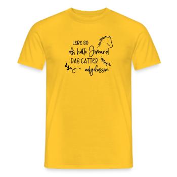 Reiter Spruch Lebensweisheit Reiterin Lebensmotto - Männer T-Shirt - Gelb - Vorne - AI Model Male 178 dark (178cm)