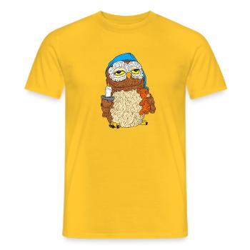 Owl "Good Night" "Good Morning" - Men's T-Shirt - yellow - Front - AI Model Male 178 dark (178cm)