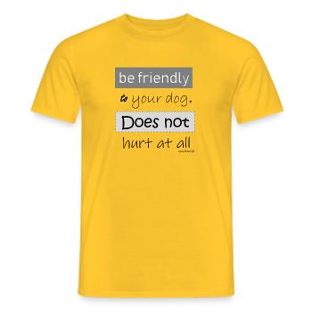 be friendly 2 - Männer T-Shirt - Gelb - Vorne - AI Model Male 178 dark (178cm)