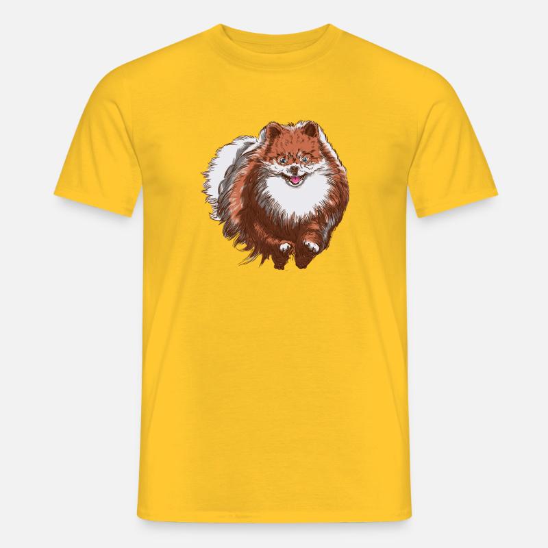 Süßer Spitz rennt auf dich zu - Spitz Hund Design - Männer T-Shirt - Gelb