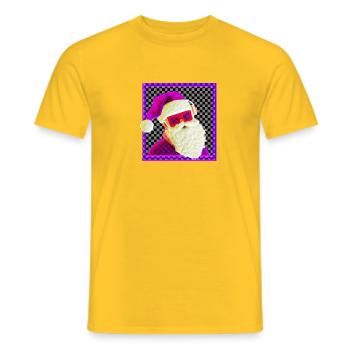 Santa Claus synthwave - Men's T-Shirt - yellow - Front - AI Model Male 178 dark (178cm)