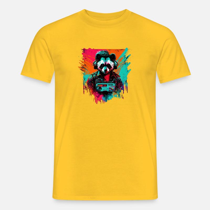 Synthpanda Panda futuristischen Synthwave-Stil - Männer T-Shirt - Gelb