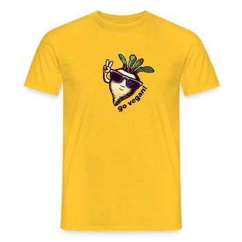 Mignon navet végétalien. Paix! - T-shirt homme - jaune - Devant - AI Model Male 178 dark (178cm)