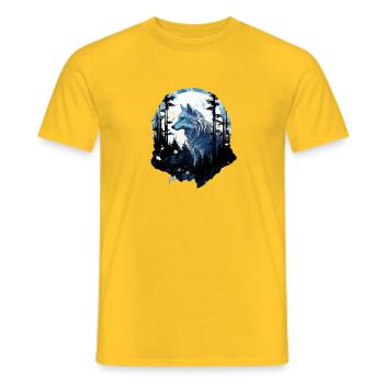 Weißer Wolf im Wald bei Vollmond - Männer T-Shirt - Gelb - Vorne - AI Model Male 178 dark (178cm)