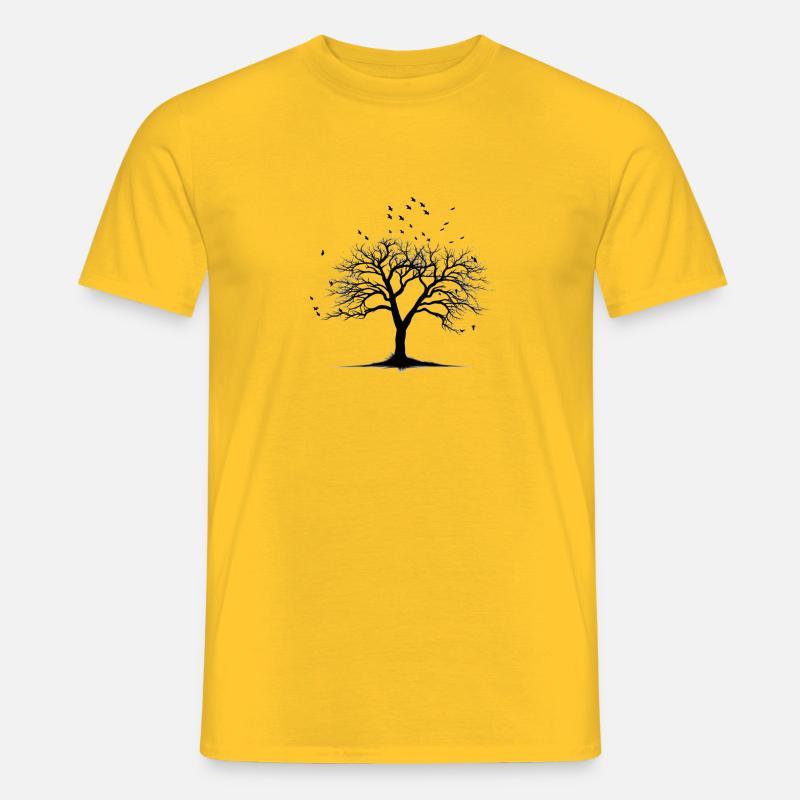 Einfache Baum Silhouette - Männer T-Shirt - Gelb