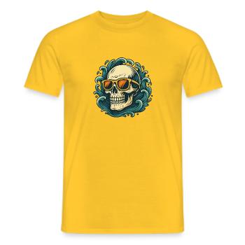 Wave Rider – Skull Vibes - Men's T-Shirt - yellow - Front - AI Model Male 178 dark (178cm)