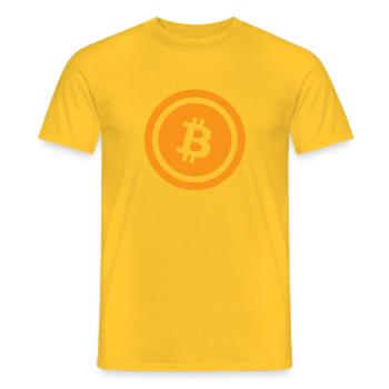 Classic Bitcoin BTC Logo - Männer T-Shirt - Gelb - Vorne - AI Model Male 178 dark (178cm)