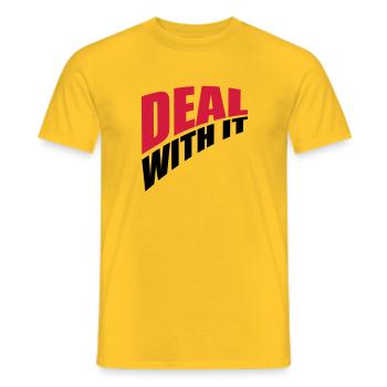 perspective saying cool text deal with it relax - Men's T-Shirt - yellow - Front - AI Model Male 178 dark (178cm)