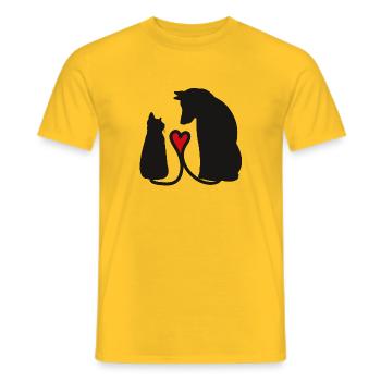 Chien et chat - T-shirt homme - jaune - Devant - AI Model Male 178 dark (178cm)
