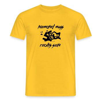 Niemand muss rechts sein - gegen rechts - Männer T-Shirt - Gelb - Vorne - AI Model Male 178 dark (178cm)